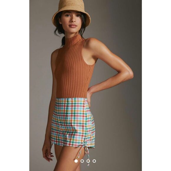 Anthropologie x Maeve Gingham Micro Mini Shorts Size 12 new - Picture 2 of 11